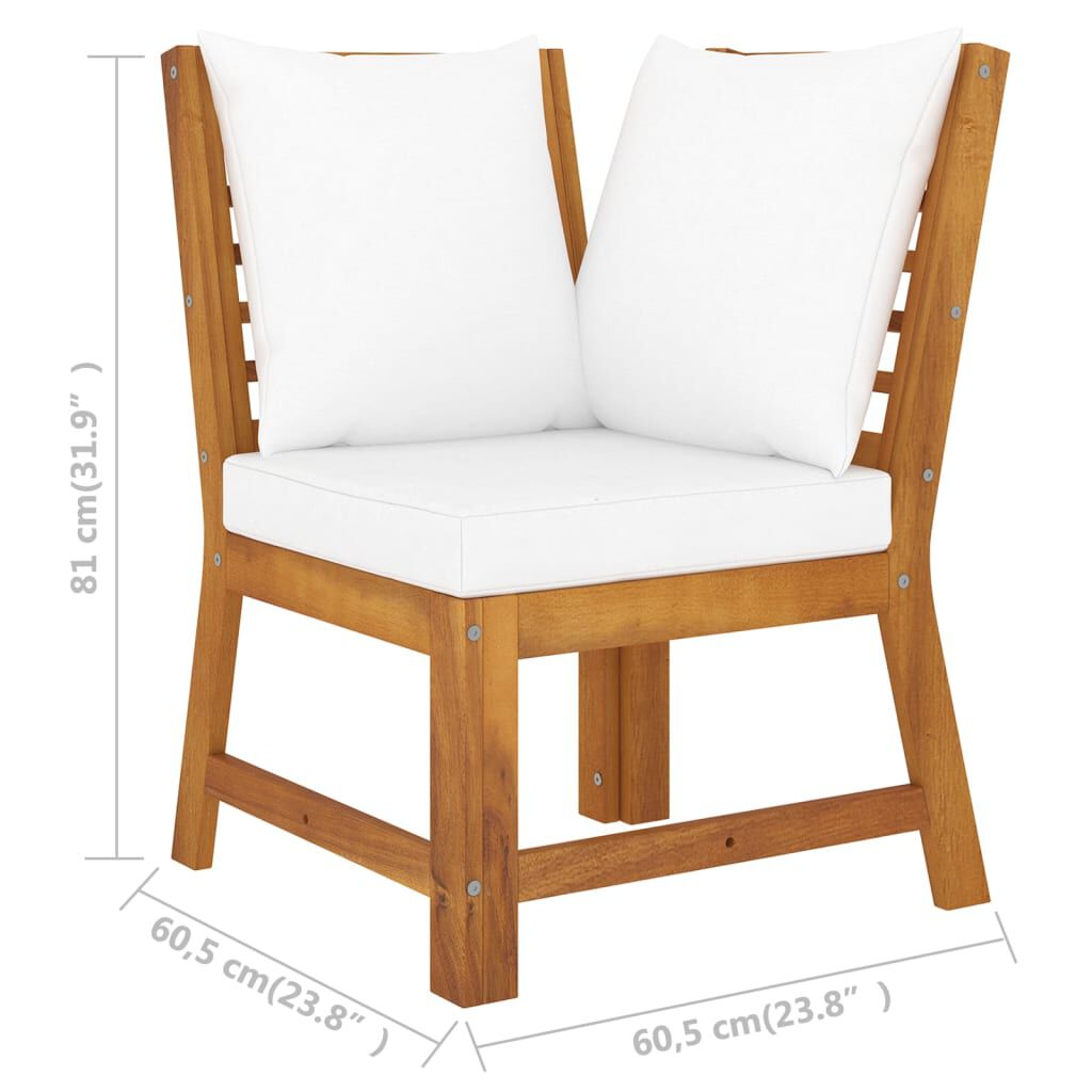 vidaXL 4 Piece Garden Lounge Set with Cushion Cream Solid Acacia Wood