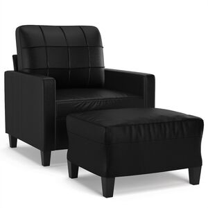 vidaXL Sofa Chair with Footstool Black 60 cm Faux Leather