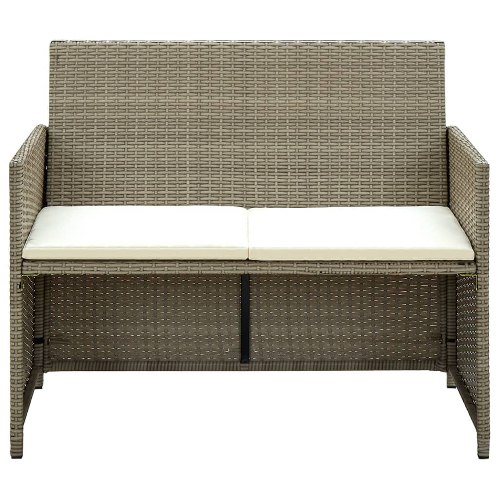 vidaXL 4 Piece Garden Lounge Set with Cushions Beige Poly Rattan