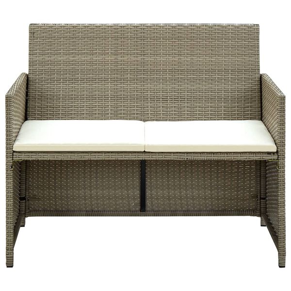 vidaXL 4 Piece Garden Lounge Set with Cushions Beige Poly Rattan
