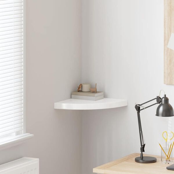 vidaXL Floating Corner Shelf High Gloss White 35x35x3.8 cm MDF