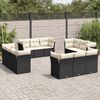 vidaXL 12 Piece Garden Sofa Set with Cushions Black Poly Rattan