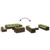vidaXL 9 Piece Garden Lounge Set with Cushions Brown Poly Rattan