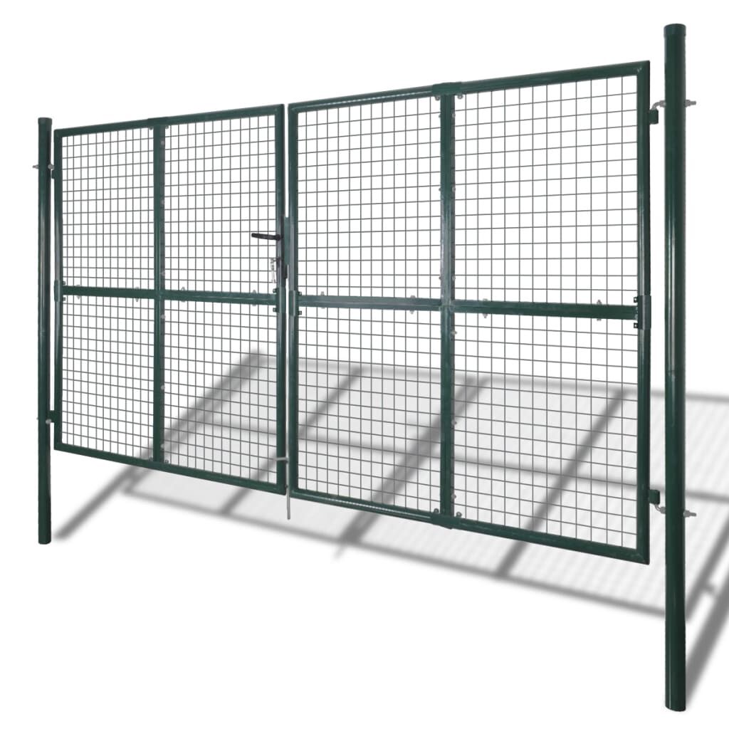 vidaXL Double Door Fence Gate Powder-Coated Steel