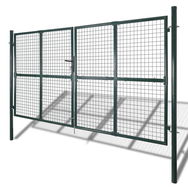 vidaXL Double Door Fence Gate Powder-Coated Steel