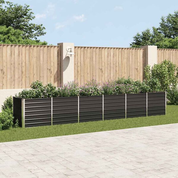 vidaXL Garden Raised Bed Galvanised Steel 480x80x77 cm Anthracite