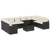 vidaXL 11 Piece Garden Sofa Set with Cushions Black Poly Rattan
