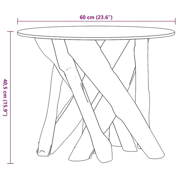 vidaXL Coffee Table Solid Teak Driftwood 60 cm