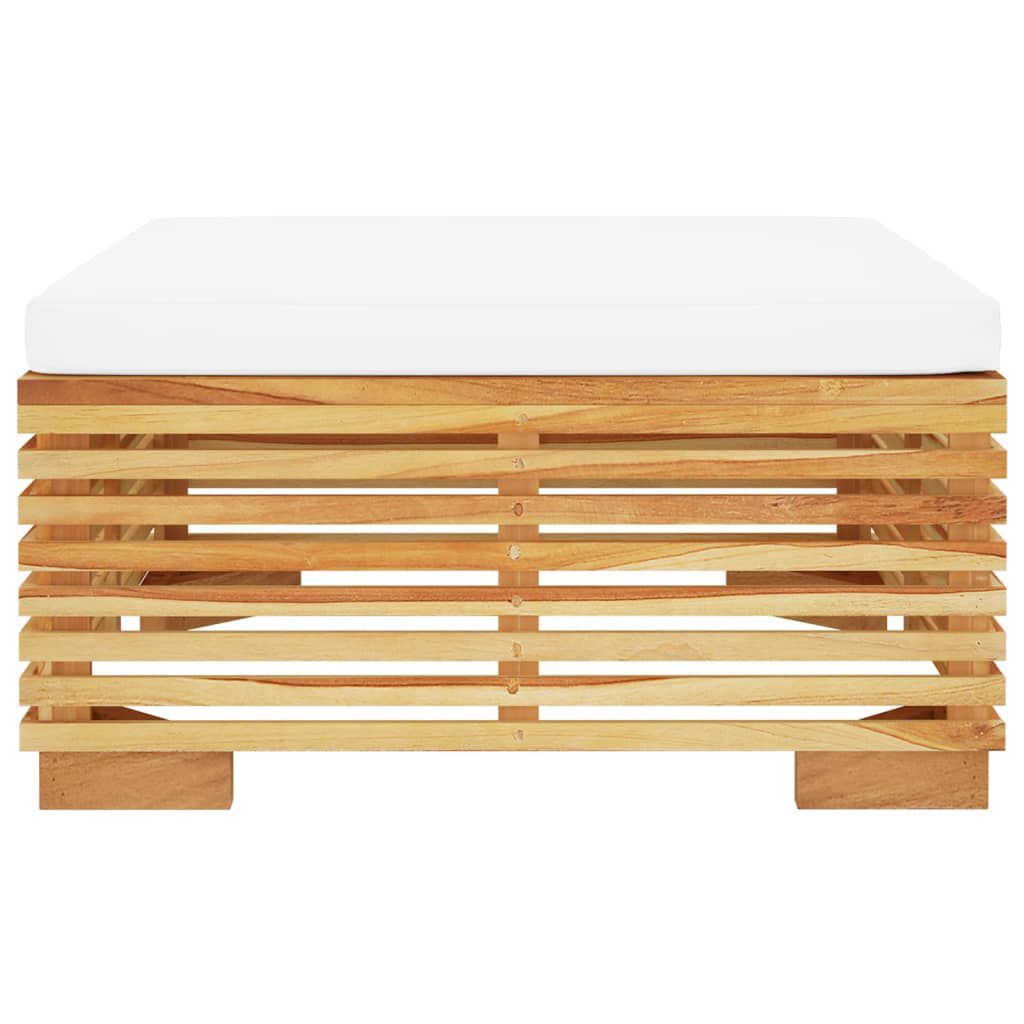 vidaXL Garden Footrest with Cream Cushion Solid Wood Teak