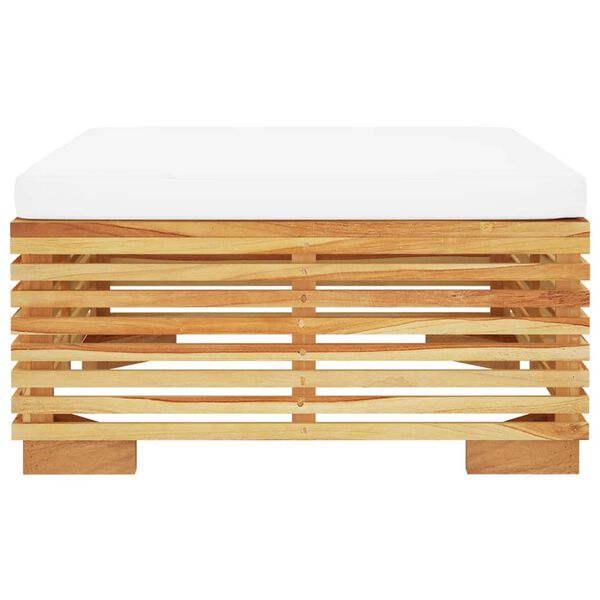 vidaXL Garden Footrest with Cream Cushion Solid Wood Teak