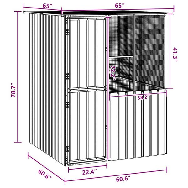 vidaXL Bird Cage Anthracite 154 x 154 x 200 cm Galvanised steel