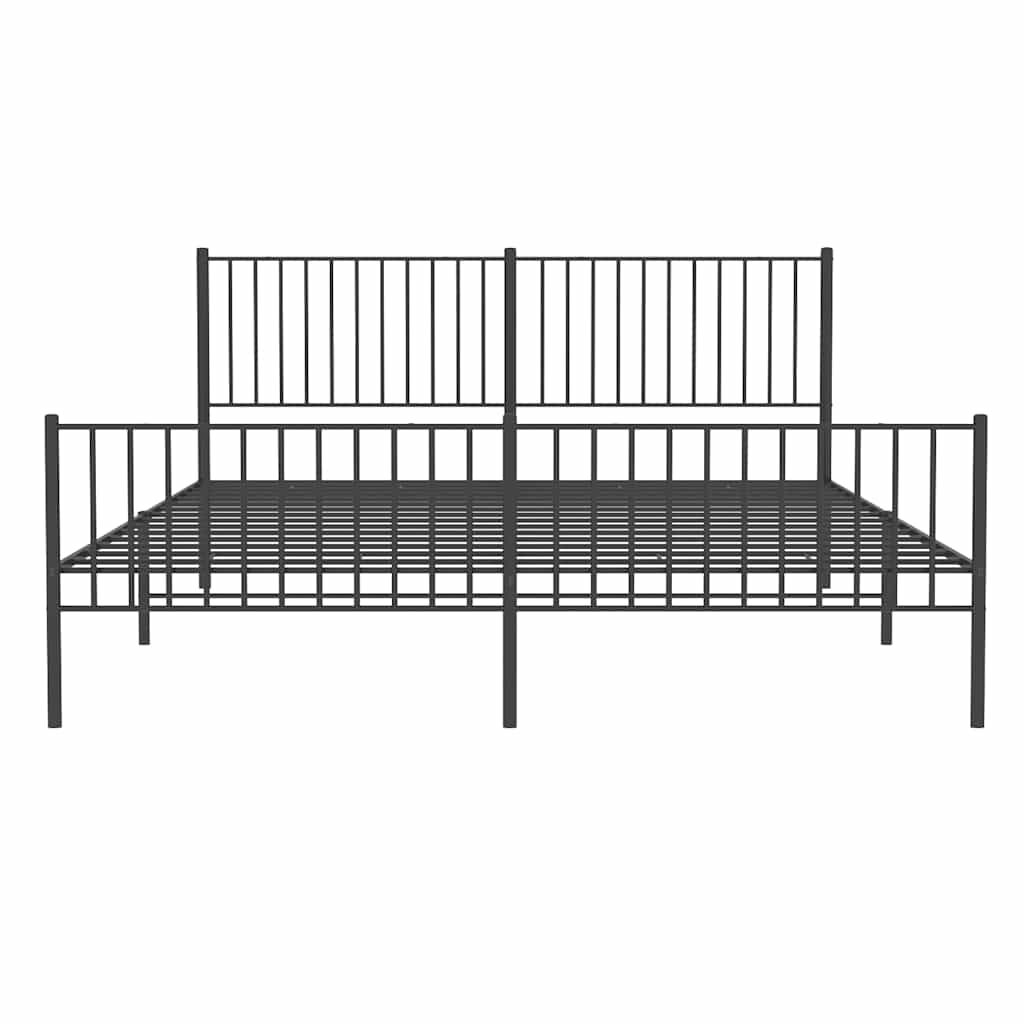vidaXL Metal Bed Frame without Mattress with Footboard Black 183x213cm