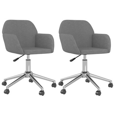 vidaXL Swivel Dining Chairs 2 pcs Light Grey Fabric