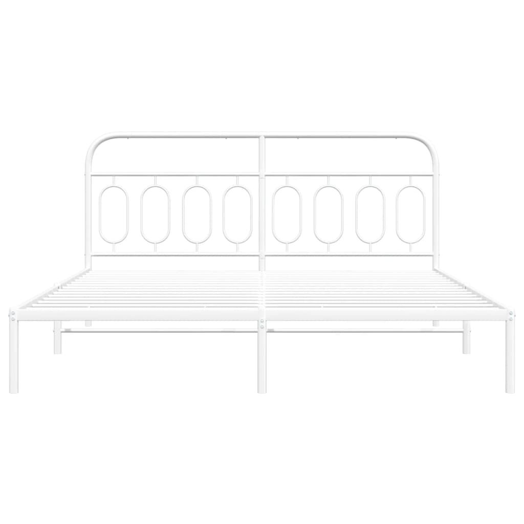 vidaXL Metal Bed Frame without Mattress with Headboard White 193x203cm