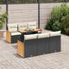 vidaXL 7 Piece Garden Sofa Set with Cushions Black Poly Rattan Acacia
