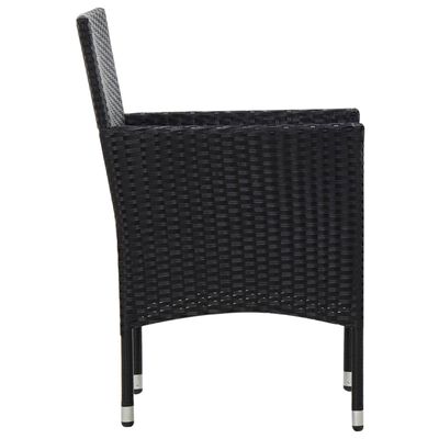 vidaXL 5 Piece Garden Lounge Set With Cushions Poly Rattan Black