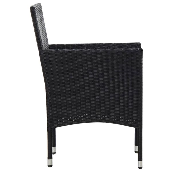 vidaXL 5 Piece Garden Lounge Set With Cushions Poly Rattan Black