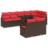 vidaXL Garden Sofa Set with Storage 9 pcs Brown and Red Poly Rattan