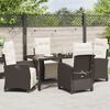 vidaXL Garden Dining Set with Cushion 5 pcs Brown Poly Rattan