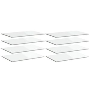 vidaXL Bookshelf Boards 8 pcs High Gloss White 80x50x1.5 cm Engineered Wood