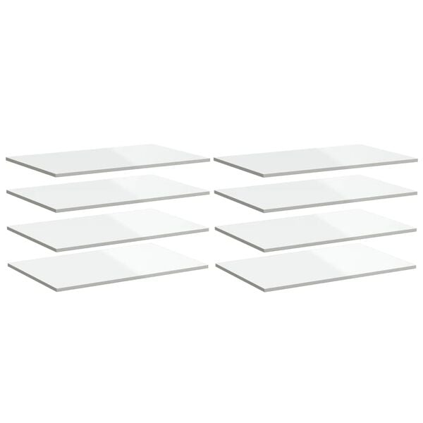 vidaXL Bookshelf Boards 8 pcs High Gloss White 80x50x1.5 cm Engineered Wood