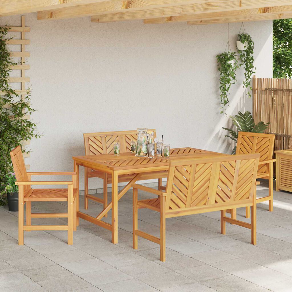 vidaXL Garden Dining Set 5 pcs Brown 150 x 90 x 74 cm