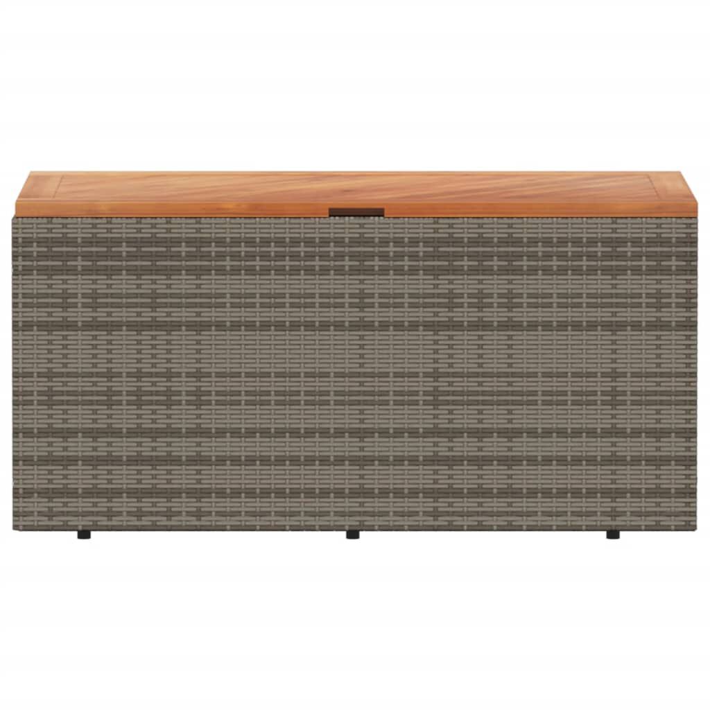 vidaXL Garden Storage Box Grey 110x50x54 cm Poly Rattan Acacia Wood