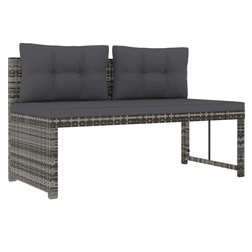 vidaXL 4 Piece Garden Dining Set with Cushions Grey Poly Rattan