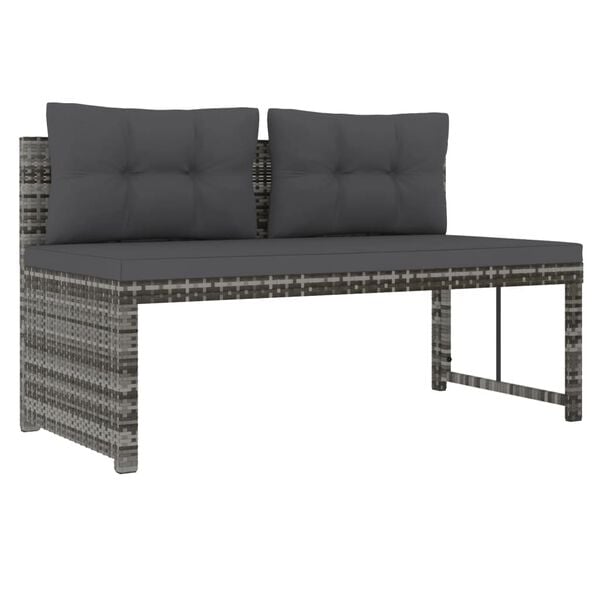 vidaXL 4 Piece Garden Dining Set with Cushions Grey Poly Rattan
