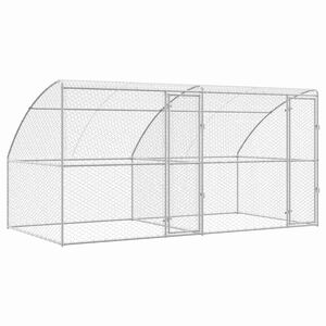 vidaXL Dog Kennel with Storage 2 pcs Silver 4 x 2 x 2 m Steel