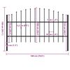 vidaXL Garden Fence with Spear Top Steel 181x100 cm Black