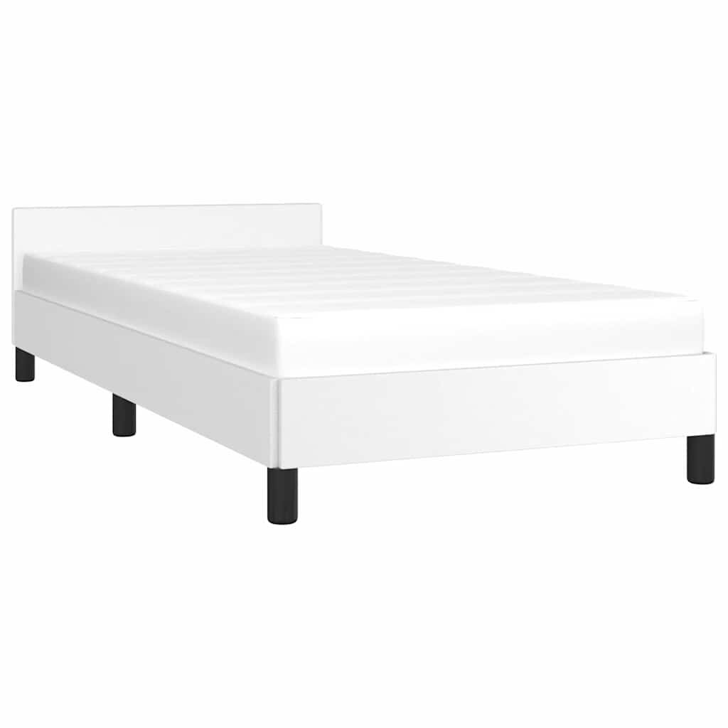 vidaXL Bed Frame without Mattress White Twin XL Faux Leather