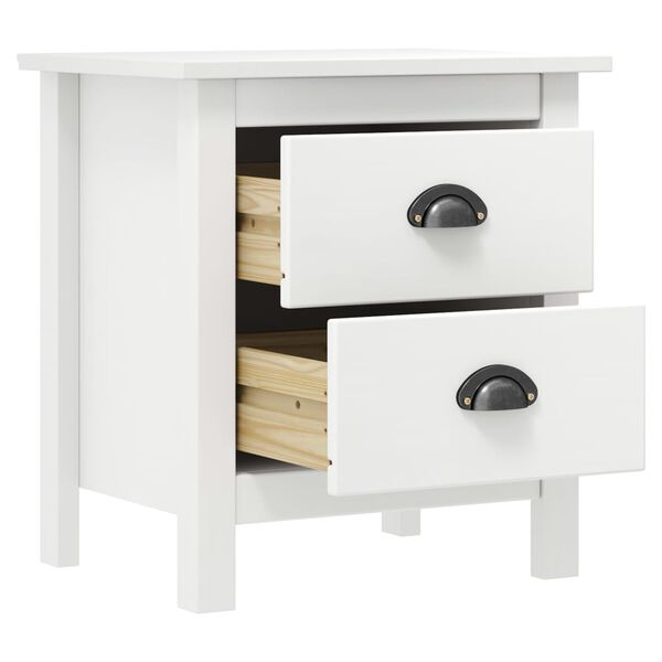 vidaXL Bedside Cabinet Hill White 46x35x49.5 cm Solid Pine Wood
