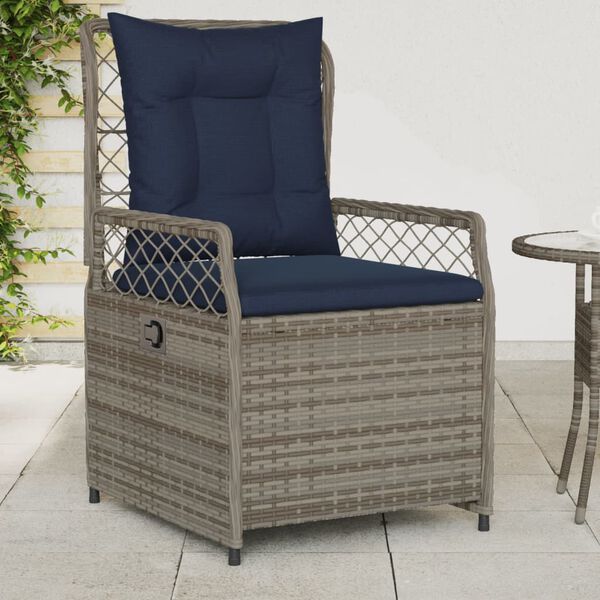 vidaXL Reclining Garden Chairs 2 pcs Grey Poly Rattan