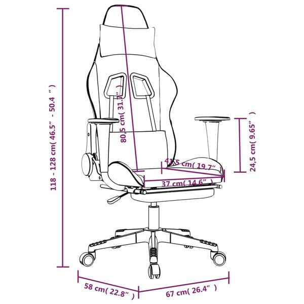 vidaXL Gaming Chair with Footrest Black and Green Faux Leather