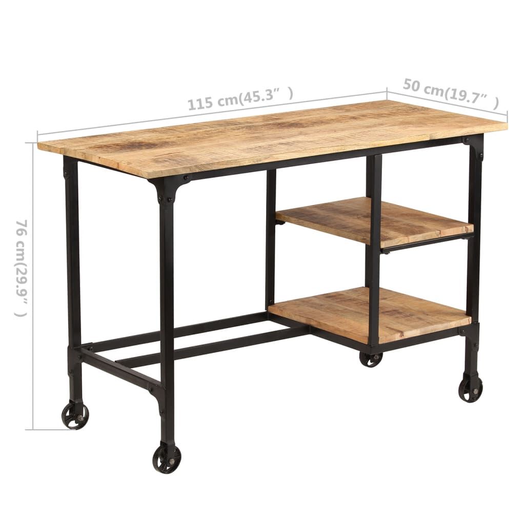 vidaXL Desk with Folding Stool Solid Mango Wood 115x50x76 cm