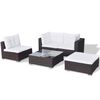 vidaXL 5 Piece Garden Lounge Set with Cushions Poly Rattan Brown