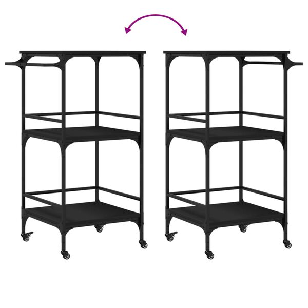 vidaXL Kitchen Trolley Black 60.5x50x105 cm Engineered Wood
