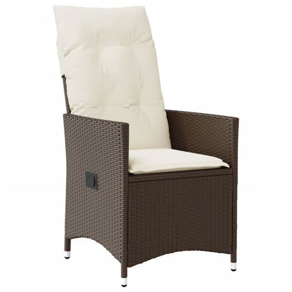 vidaXL 11 Piece Garden Bistro Set with Cushions Brown Poly Rattan