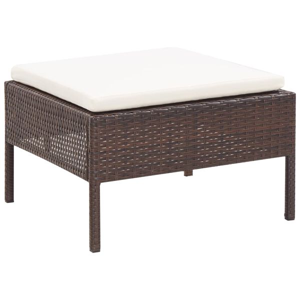 vidaXL 3 Piece Garden Lounge Set with Cushions Poly Rattan Brown