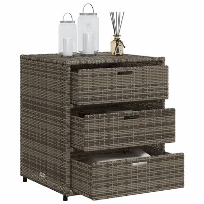 vidaXL Garden Storage Cabinet Grey 55x59x69 cm Poly Rattan