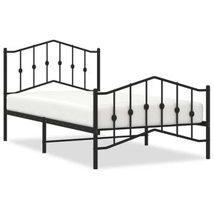 vidaXL Metal Bed Frame without Mattress with Footboard Black 100x190cm