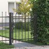 vidaXL Fence Gate Single Door with Arched Top Steel 1x1 m Black