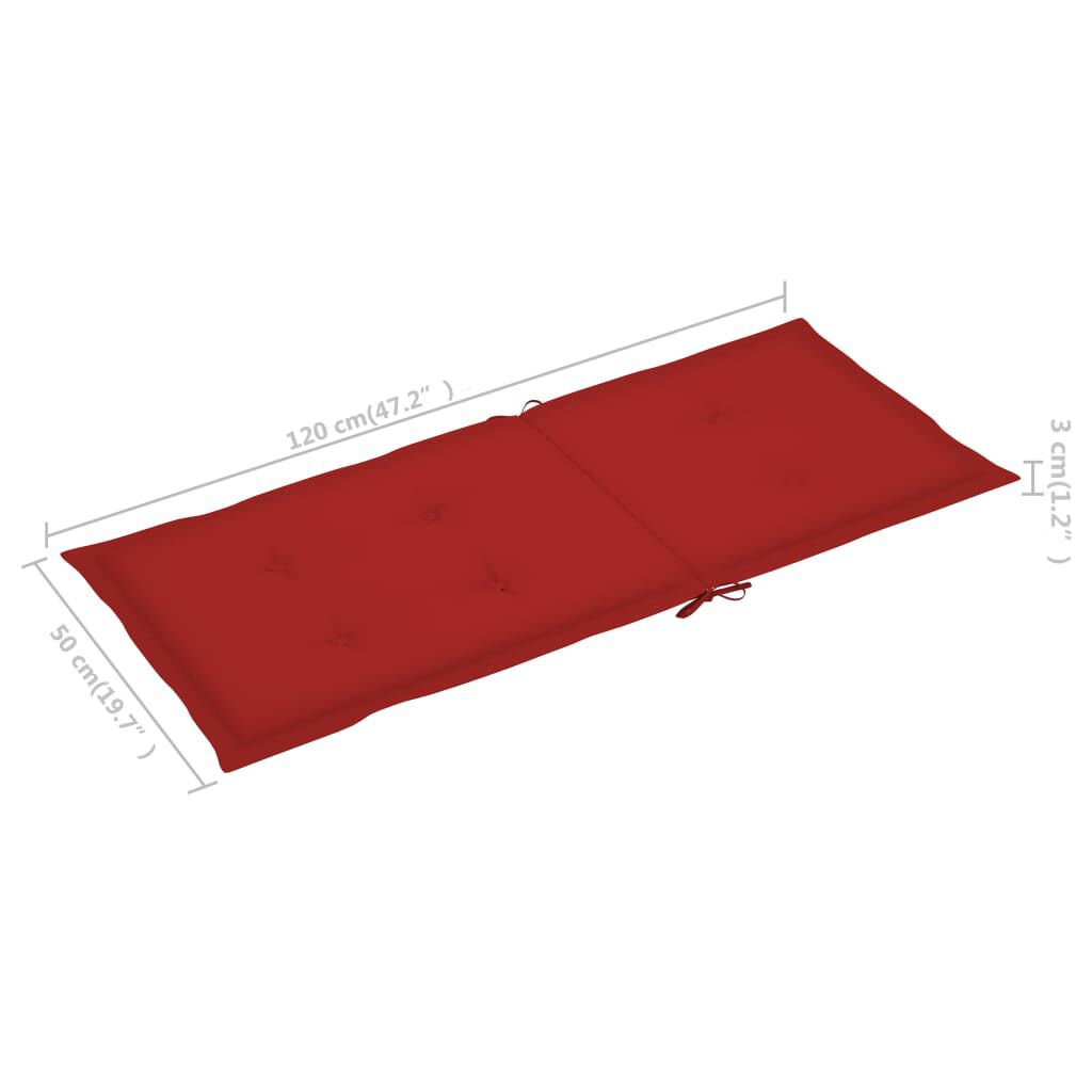 vidaXL Garden Chairs 4 pcs with Red Cushions Solid Teak Wood