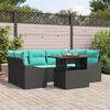 vidaXL Garden Dining Set with Cushion 7 pcs Black and Teal