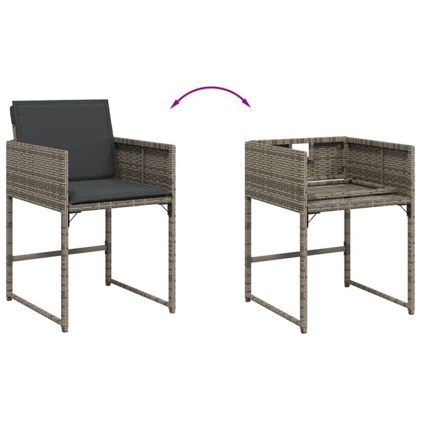 vidaXL 5 Piece Garden Dining Set with Cushions Grey Poly Rattan