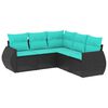 vidaXL 5 Piece Garden Sofa Set with Cushions Black Poly Rattan