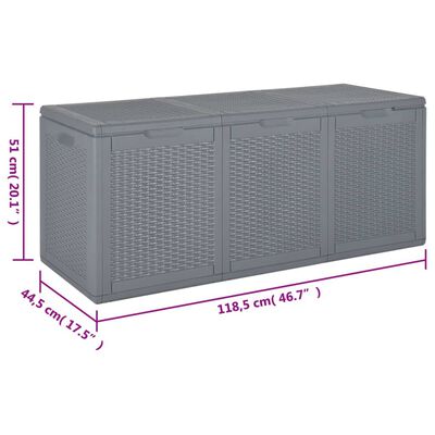 vidaXL Garden Storage Box Grey PP Rattan 270 L