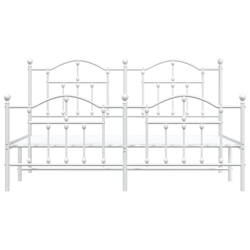 vidaXL Metal Bed Frame without Mattress with Footboard White 183x213cm