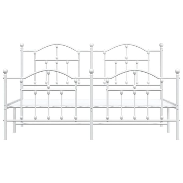 vidaXL Metal Bed Frame without Mattress with Footboard White 183x213cm